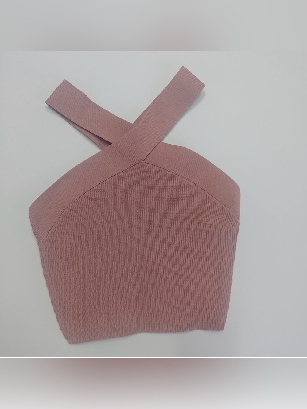 Aritzia Ribbed Crossfront Crop Top in Mauve Pink